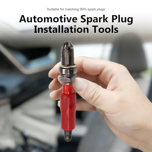 Universal Car Spark Plug Socket, Flexible Rubber Spark Plug Puller with Double-ended Sleeve, Reusable Removal & Installation Stick, Portable Tool for Cars Motorcycles (Red)