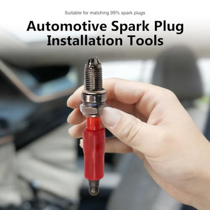 Universal Car Spark Plug Socket, Flexible Rubber Spark Plug Puller with Double-ended Sleeve, Reusable Removal & Installation Stick, Portable Tool for Cars Motorcycles (Red)