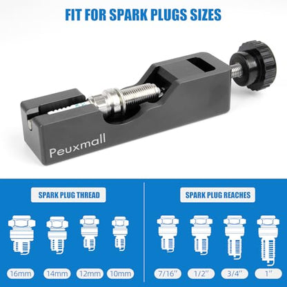 Spark Plug Gap Tool, Spark Plug Gapping Tool with 32 Blade Steel Feeler Gauge, Universal Spark Plug Gap Tool for Most 10mm 12mm 14mm 16mm Spark Plugs (Black) - color: Black