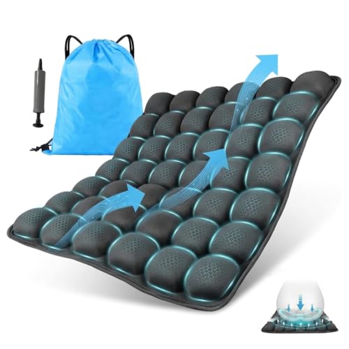 Inflatable Seat Cushions for Travel,42 Cells Ultra Withstand Weights and Non-Slip, Pressure Relief Seat Cushion for Airplane, Car, Wheelchair,Office Chairs, Pain Relief for Tailbone, Back, Sciatica - size: Square-shaped