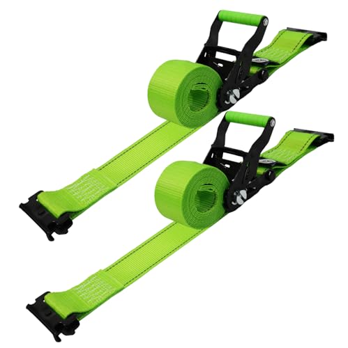 STARLEAPARTS E Track Ratchet Straps, 2 Pack 2“x8’ E Track Ratchet Tie Down Straps, 4400LBS Breaking Strength, Ultimate Heavy Duty eTrack Cargo Strap System for Trucks, Trailers, Vans - style: Accessories - 2PK Etrack straps
