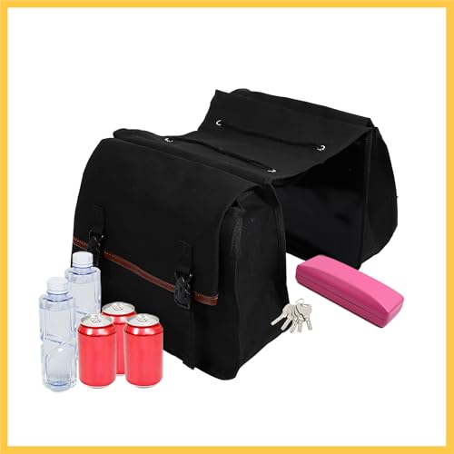 1Pair Motorcycle Saddlebag Side Tool Bags Cycling Motorcycle Luggage Bag Quick Release Buckle Waterproof Canvas Black 35.83''x15.35'' Auto Replacement Parts