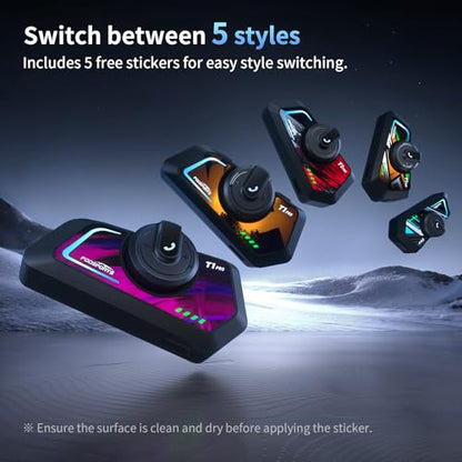 Fodsports T1 PRO Motorcycle Intercom V5.4 with Music Sharing, One-Click Switching for 4 Functional Modes, 6-Way Motorcycle Helmet Headset, FM/5 Stickers/Noise Cancellation/Stereo Music, 2 Pack - size: T1 PRO 2 Pack