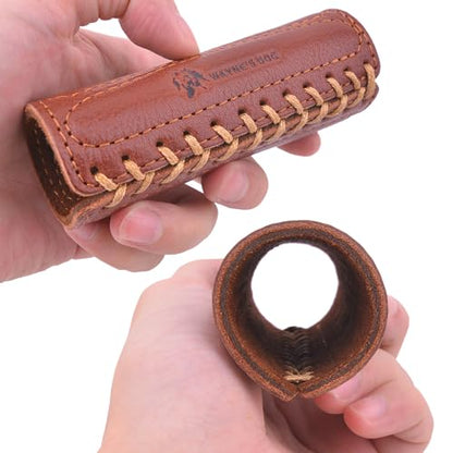 Leather Motorcycle Handlebar Grip Covers, No Fringe Brake Clutch Covers for HD Motorcycles - color: Brown: Handlebar Cover