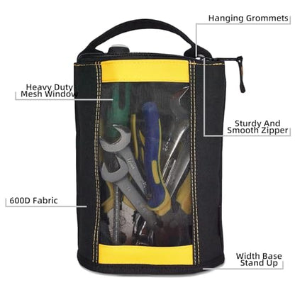 MELOTOUGH Canvas Zipper Tool Pouch Zipper Bag -Fastener bag with Mesh Window and Hanging Grommets 2 pack - color: Yellow color