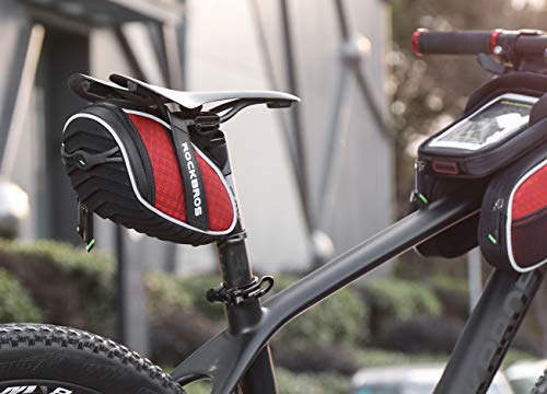 ROCKBROS Bike Saddle Bag Bicycle Seat Bag 3D Shell Saddle Bag Under Seat Cycling Seat Pack for Mountain Road Bike Bicycle Red - color: Red