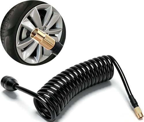 Polyurethane Recoil Air Hose, Car Air Pump Extend Hose, Air Compressor Hose, 16.4ft PS20 Female Plug Inflator Extension Tube for American Tire Nozzle Car Motorcycle - size: 16.4 ft