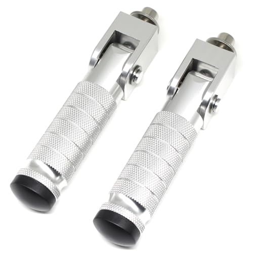 Silver Motorcycle Bicycle Folding Foot Pegs 90 Degree Foldable Electric Motorbike Ebike For Super73 S2/ZX/RX/R/S Passenger Footrests Rearsets Rear Set Footpegs foot Rest Pedals M8 Install Bolts - color: Silver-Foldable