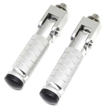 Silver Motorcycle Bicycle Folding Foot Pegs 90 Degree Foldable Electric Motorbike Ebike For Super73 S2/ZX/RX/R/S Passenger Footrests Rearsets Rear Set Footpegs foot Rest Pedals M8 Install Bolts - color: Silver-Foldable