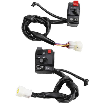 Universal 7/8" Left & Right Motorcycle Handlebar Mount Switch, Side ATV Handlebar Horn Button Turn Signal for Fog Lamp Horn Signal Wires Ignition Stop Control