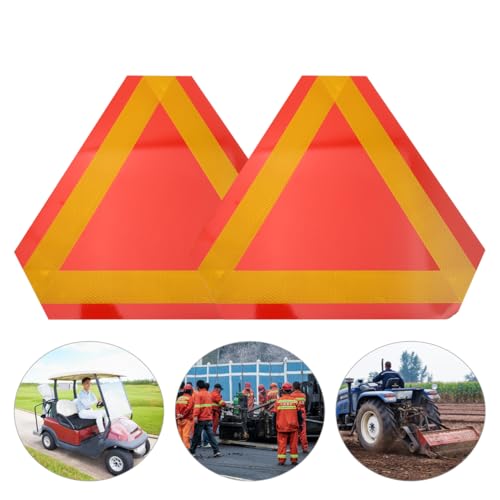2Pcs Slow Moving Vehicle Safety Sign, Reflective Triangle Reflectors for Golf Cart UTV Trailer, Aluminum SMV Warning Decals Accessories