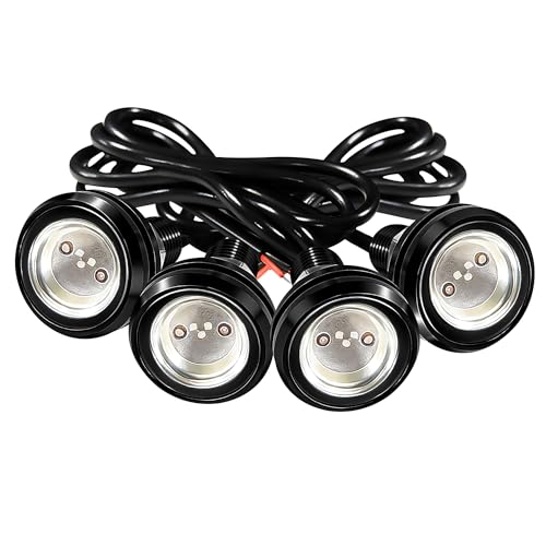 23mm DC 12V Eagle Eye COB LED Car Fog DRL Light, Blue | Black Shell, 4Pcs, Daytime Running Light, Backup Reverse Tail Rock Lights, For Car and Motorcycle - color: Blue