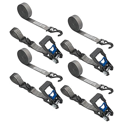 Secure Tite 1-1/2” x 20’ Tie Down Ratchet Straps, Ratchet Tie Down Straps, Double J-Hook, 1667 lbs Working Load Limit, 5000 lbs Break Strength, 4-Pack - size: 4 Pack