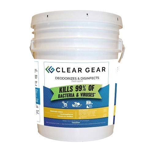 Clear Gear Disinfectant Spray, Mat Cleaner, and Deodorizer For Surfaces, Equipment, Protective Gear and Facilities - Hospital Grade Disinfectant - 5 Gallon Bulk Gym Cleaning Supplies - size: 640 Fl Oz (Pack of 1)