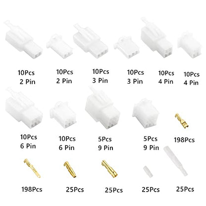 WMYCONGCONG 580 PCS Automotive Electrical Wire Connectors Kit 2.8mm 2 3 4 6 9 Pin Automotive Electrical Wire Male Female Socket Plug Pin Header Crimp Wire Terminals + 25 Kits 4mm Bullet Connectors