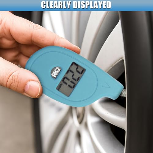 Digital Tire Pressure Gauge, 5-150PSI 4 Unit Settings Car Tire Pressure Monitor with Keychain & LCD Display, High Accuracy Auto Digital Tires Gauge for Car, Truck, Motorcycle (Blue) - color: Blue