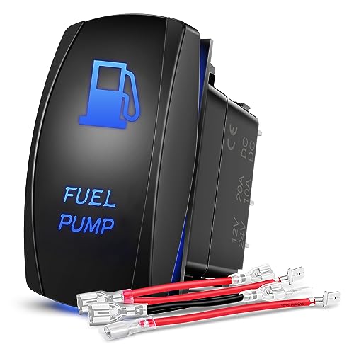 Nilight Fuel Pump Rocker Switch Led Light Bar 5 Pin Laser On Off SPST switches 20A/12V 10A/24V Blue with Jumper Wires Set for Cars Trucks Boats ATVs UTVs RVs - size: FUEL PUMP