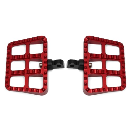 Motorcycle Mini Floorboards Foot Pegs Mx Wide Footrests Pedals Fit For Harley Dyna Fat Bob Touring Street Glide Road King Road Glide Electra Glide Sportster 883 Softail Breakout Universal (Red) - color: Red
