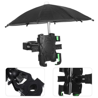 Waterproof Bike Handlebar Phone Holder with Umbrella for Motorcycles and Bicycles Compact Stable Clamp for Navigation and Outdoor Riding