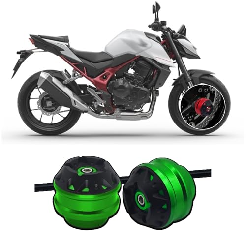 Suitable for CB750 Hornet 750 Hornet 750 cb750 2025 Front and Rear axle Front Fork Anti-Collision Slider Motorcycle Wheel Protector (Green,Front) - color: Green, style: Front