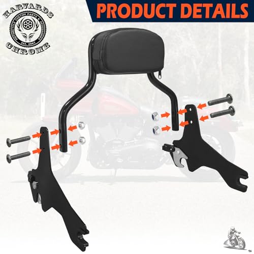 Detachable Chopped Sissy Bar Passenger Backrest with Docking for Harley Low Rider S ST Sport Glide 2018-Later Black(13-1/2") - size: 13-1/2"