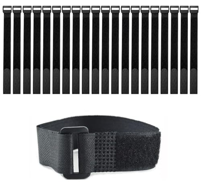 20 Pack (12 x 1 Inch) Reusable Fastening Cable Straps,Adjustable Multi-Purpose Hook and Loop Straps Nylon Cable Ties for Wire Cable Management Home Office Garage Outdoor Organization - size: 12'' x 1'' (Black)