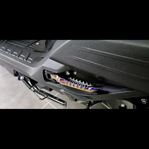 Mokuo Motorcycle Floding Footpegs in Aluminum Alloy Material Compatible with Yamaha Zuma Bws 125cc 2021+,Chinese Scooter Tank 150cc,1 Pair Footrest,Rainbow Color - color: Rainbow