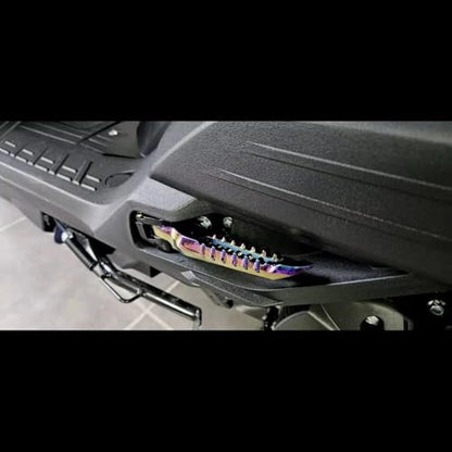Mokuo Motorcycle Floding Footpegs in Aluminum Alloy Material Compatible with Yamaha Zuma Bws 125cc 2021+,Chinese Scooter Tank 150cc,1 Pair Footrest,Rainbow Color - color: Rainbow