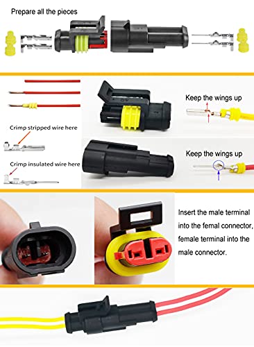352Pcs Waterproof Electrical Connector Terminals Automotive Electrical Wire Connectors 1/2/3/4 Pin Connector with Ratchet Crimping Tool - color: 352pcs With Crimper