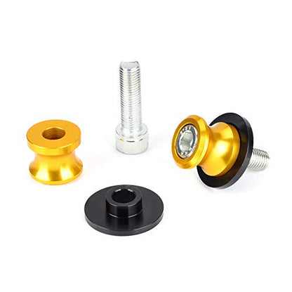 Goldfire 2pcs 10MM M10 X1.25 Motorcycle Swing arm Sliders Spools CNC Swing Arm Stand Screw for FZR 1000/600R/400 for Kawasaki Z750 /Z750S/ Z750R /ER-6F /ER-6N /Duke 125/200/390 (Yellow) - color: Yellow