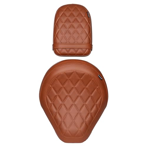 Motorcycle Rider & Passenger Comfort Seat Fit for Rebel 1100 CMX1100 2021 2022 2023 2024 2025 2026, Front Rear Solo Saddle Back Cushion Pillion Pad, Brown Embossing - color: Front & Rear - Brown-B