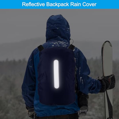 PATIKIL Waterproof Backpack Rain Cover, Non-Slip Backpack Cover with Vertical Reflective Strap Stay Dry for Hiking, Camping, Hunting - color: Dark Blue, size: XX-Large