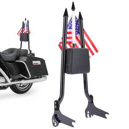 27 inch Motorcycle Rear Passenger Sissy Bar Backrest, Detachable Cushion Pad Fit for Harley Touring Road King Street Glide Road Glide Electra Glide 1997-2008 (Black) - color: Black