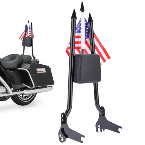 27 inch Motorcycle Rear Passenger Sissy Bar Backrest, Detachable Cushion Pad Fit for Harley Touring Road King Street Glide Road Glide Electra Glide 1997-2008 (Black) - color: Black