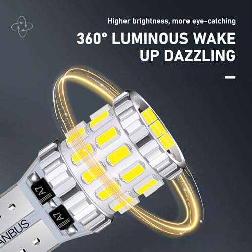 gunhunt Pack-2 Car Wide Lights, 3W Led Light Bulbs, Aluminum Reading Lights, License Plate Lights, Instrument Lights, Auto Bulb Replacements, Universal for Most Cars, Trucks, SUVs (White) - color: White