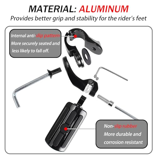 Universal Motorcycle Foot Pegs Compatible with Harley Touring Street Glide Electra Glide Road King Softail CVO Dyna Trike Sportster with 1.25 inch Highway Pegs(Black-Short)