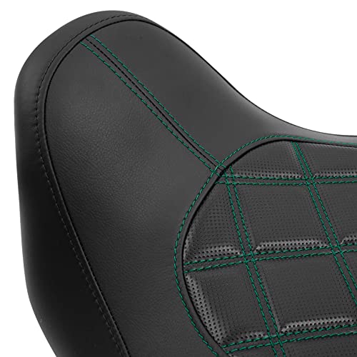C.C. RIDER Rider Passenger Seat fit for Harley Davidson Touring 2009-2023 Road King Street Glide Road Glide Electra Glide Tri Glide models - color: 34#Black+Green Seat