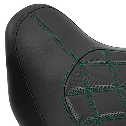 C.C. RIDER Rider Passenger Seat fit for Harley Davidson Touring 2009-2023 Road King Street Glide Road Glide Electra Glide Tri Glide models - color: 34#Black+Green Seat