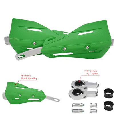 JFG RACING Dirt Bike Handguards,Universal 7/8" 22mm and 1 1/8" 28mm Handlebar Motorcycle Hand Guards for KLX KXF KX 110 230 250 450 Dirtbike Motocross Supermoto ATV Scooter Enduro Ebike-Green - color: green