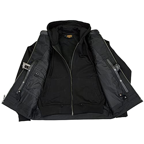 Milwaukee Leather MLM3563 Men's Leather Vest w/Removeable Hoodie - Black 2 in 1 Reflective Skulls Motorcycle Vest - 3X-Large - size: 3X-Large