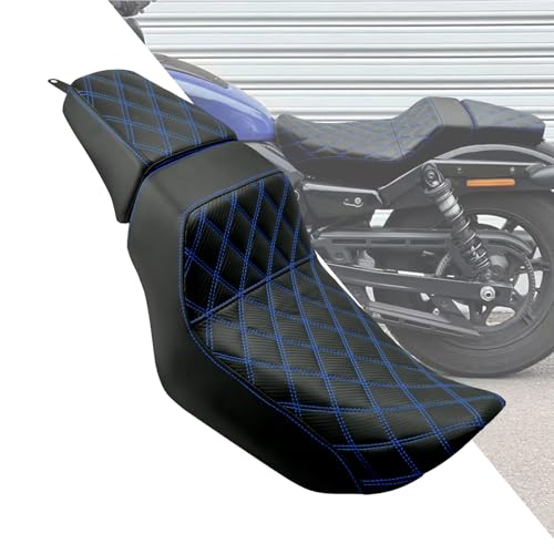 Motorcycle Driver Passenger Seat Two-up Seat Fit For Harley Nightster RH975 Nighster Special RH975S 2022-up (Blue Stitching) - color: Blue Stitching