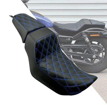 Motorcycle Driver Passenger Seat Two-up Seat Fit For Harley Nightster RH975 Nighster Special RH975S 2022-up (Blue Stitching) - color: Blue Stitching