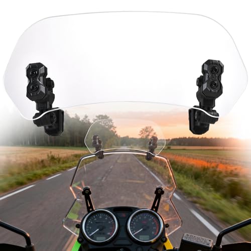 Motorcycle Windshield Extension, Upgraded Heightened Adjustable Spoiler Clip, Wind Deflector Windscreen Universal Fit for Most Motorcycles & Scooters(Clear) - color: Clear