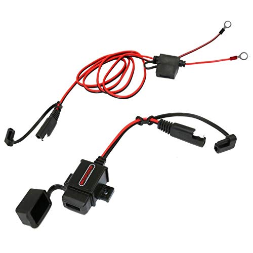 MOTOPOWER MP0609AA 3.1Amp Motorcycle USB Port Kit SAE to USB Adapter Cable with SAE Cap - color: c) - SAE USB Adapter & Terminal Harness W/ Caps