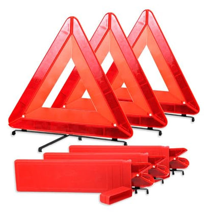 3Pack Emergency Warning Triangle Reflective Warning Road Safety Triangle Kit