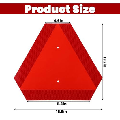 4 Pack Slow Moving Vehicle Sign, 14x16 Inch Aluminum Engineering Grade Reflective Safety Triangle Signs, Rust Proof for Golf Cart, Tractor, UTV, up to 7 Years Outdoor Use