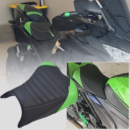 for ninja400 Z400 18-24 Front Driver Seat Cushion(Front Seat-Green) | Upgrade Soft PU leather Anti-slip Pillion Saddles Seat Covers Cushion Cover Pillion Pad Set Front Driver Rider Seat - color: Front Seat-Green