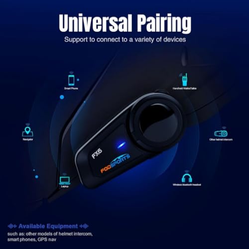 Fodsports FX6 Motorcycle Bluetooth Headset, 6 Riders Group Motorcycle Intercom Bluetooth, 1000M Motorbike Helmet Communication Systems/Voice Command/Universal Pairing/FM Radio(2 Pack) - size: 2 Pack FX6