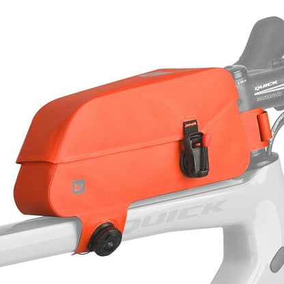 Rhinowalk Bike Frame Bag with Magnetic Flap Waterproof Bicycle Top Tube Bag Bikepacking Cycling Tools Storage Bag for MTB Road Bike - color: Orange