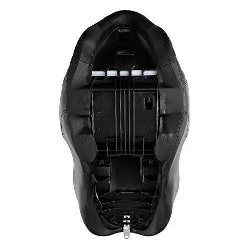 C.C. RIDER Leather Driver Passenger Seat - Bagger Comb Strapped 2-Up One-Piece Fit for Harley Touring Road King FLHR Street Glide FLHX Road Glide FLTRX Electra Glide FLHT 2009-2023 - color: Black+Red